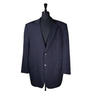 Jack Victor Mens Blazer Navy Blue 100% Wool 2 Button Lined Jacket Sport Coat 50L